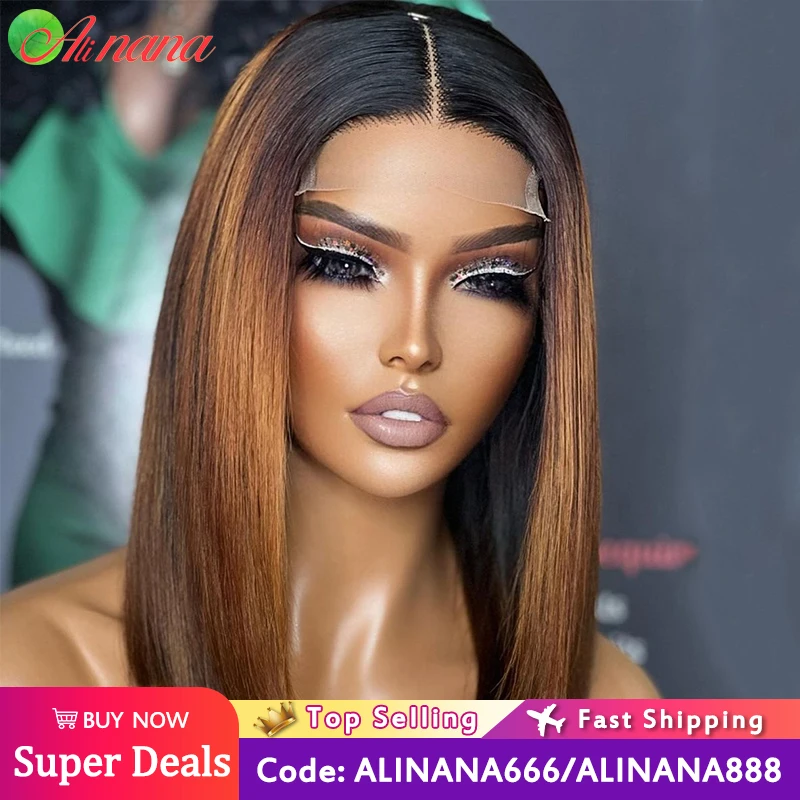 Ed Bob Straight Wigs 4*1 T Part Short Bob Wig Brazilian  Human Hair Wigs For Women 2023 New Trend