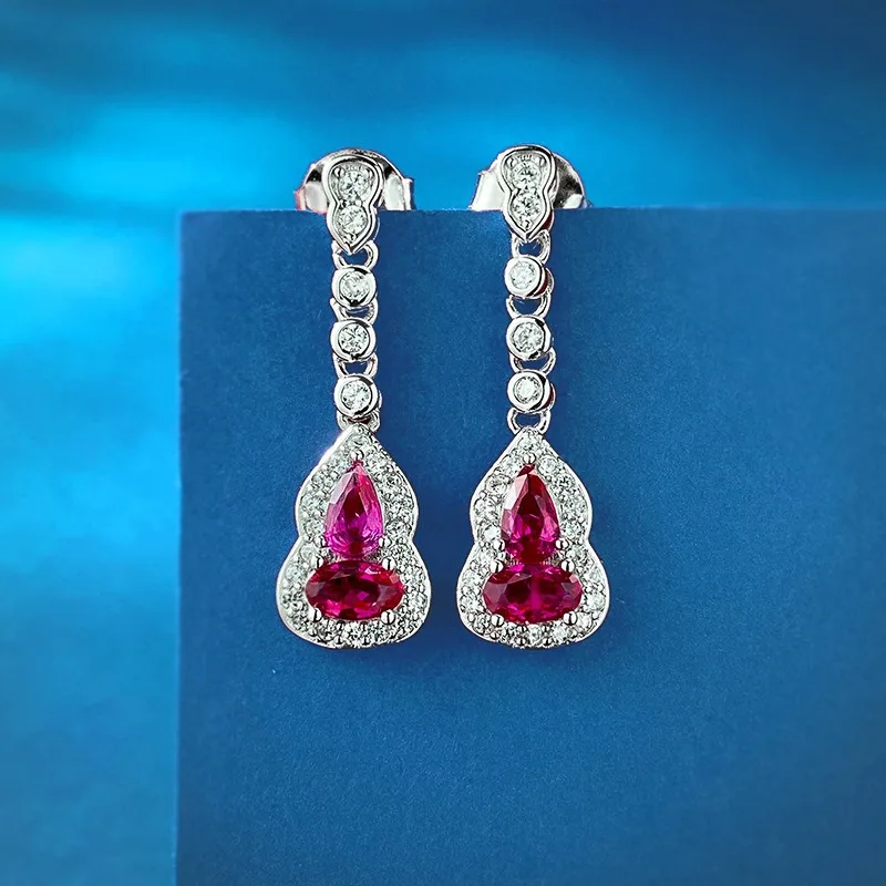 Новые винтажные серьги с тыквой и рубином в дворцовом стиле легкие роскошные