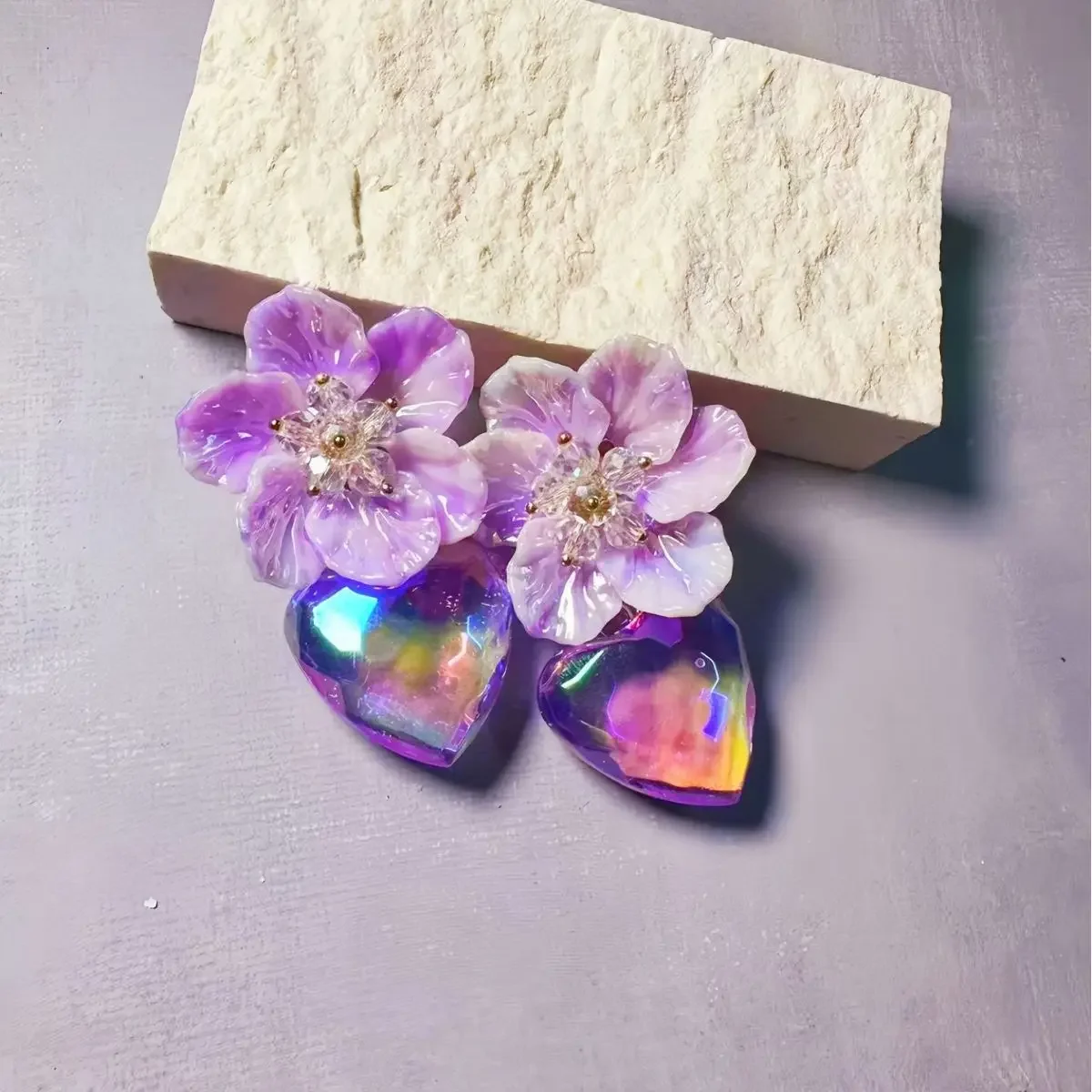 Новый стиль европейская мода градиент фиолетовый маленькие цветочные подвески