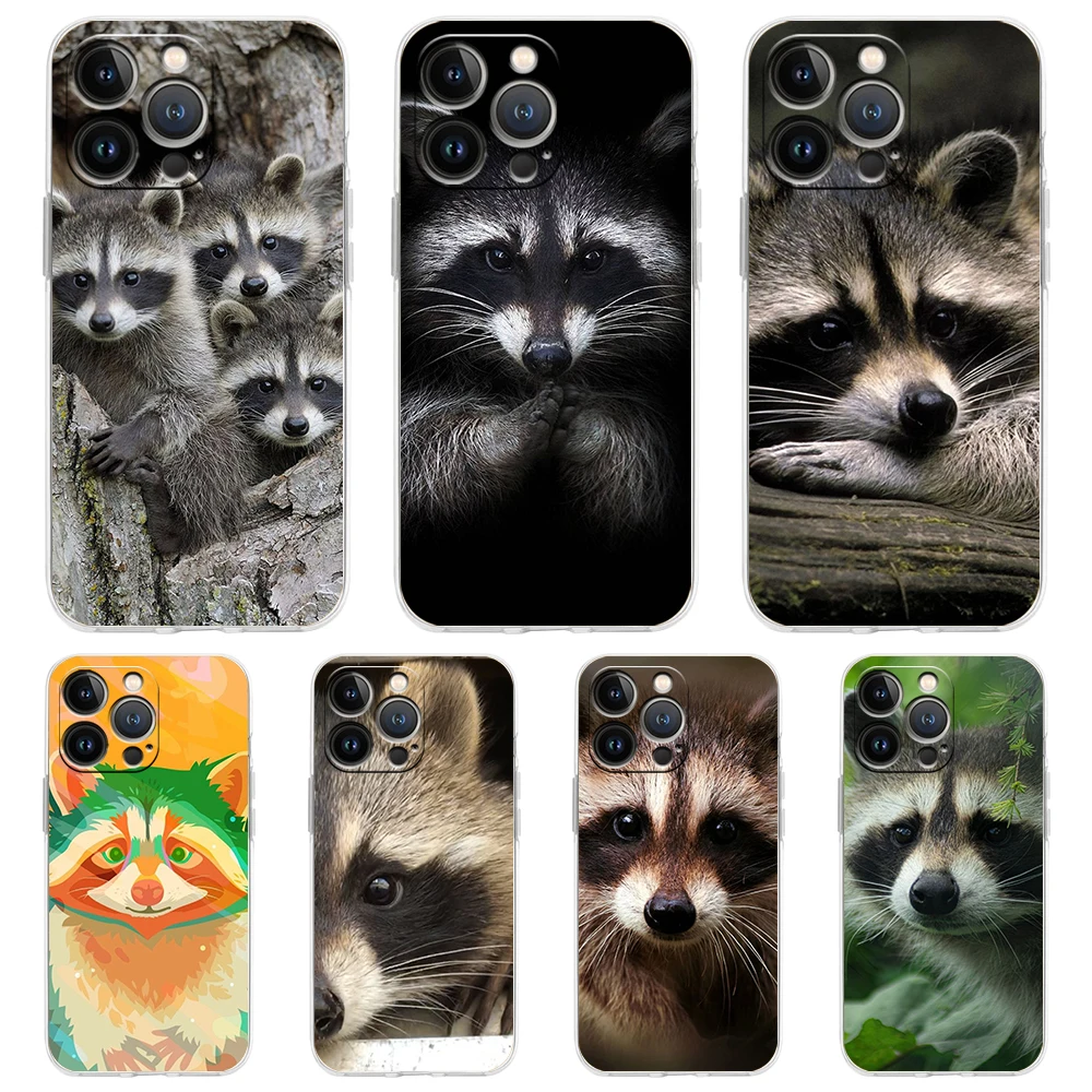 

Cute Animal Raccoon Case for iPhone 14 13 12 Pro Max Cover Transparent Soft for iPhone 11 Pro Max 7 8 Plus X XS XR SE2020 Shell