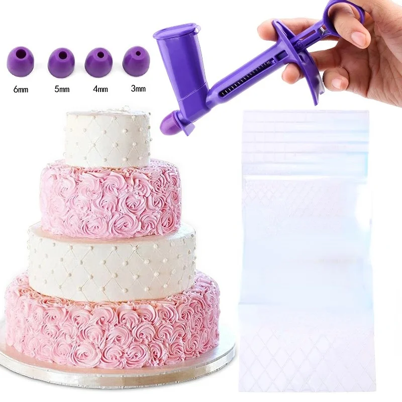 

DIY Baking Tools Detachable Pearl Applicator with 4 Transfer Heads Cake Topper Pearl Gun Ball Applicator Meatball Coating Tool