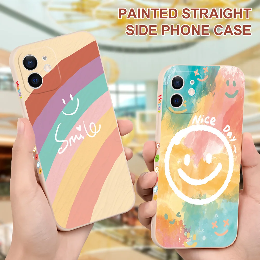 

Smiley Rainbow Phone Case For Xiaomi Mi 12 Pro 12X 11T Pro Mi 11 Ultra 11 Lite 5G NE 10S 10T Pro Side Pattern Square Back Covers