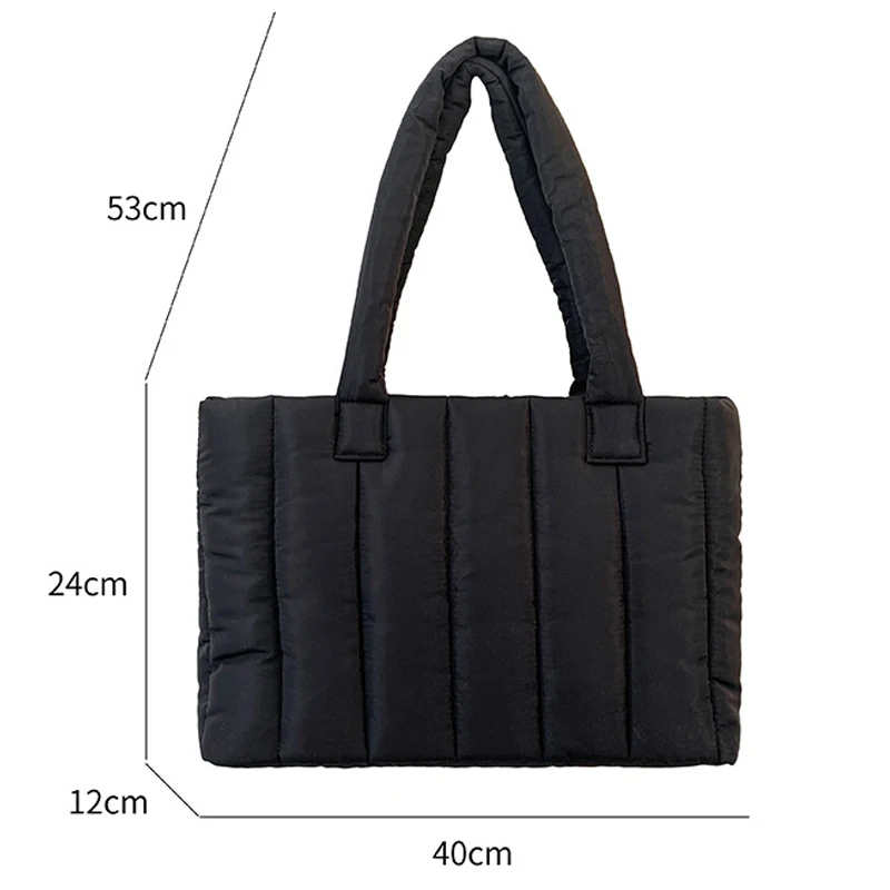 Casual Padded Large Capacity Tote Bag Designer Quilted Women Handbags Nylon Down Cotton Lady Shoulder Bag Big Shopper Purse 2022