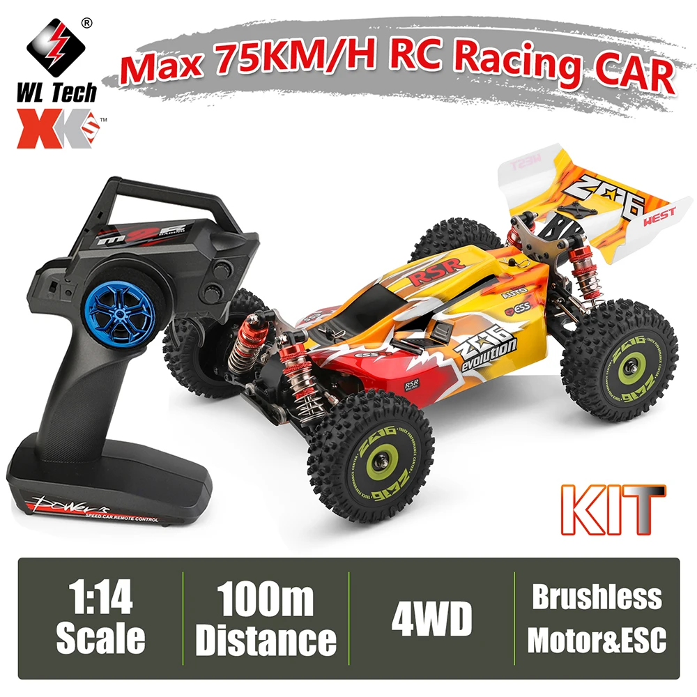 

WLtoys 144010 1/14 RC Car 75KM/H High Speed Off-Road 2.4G Brushless 4WD Remote Control Drift Toys For Children Racing vs 144001