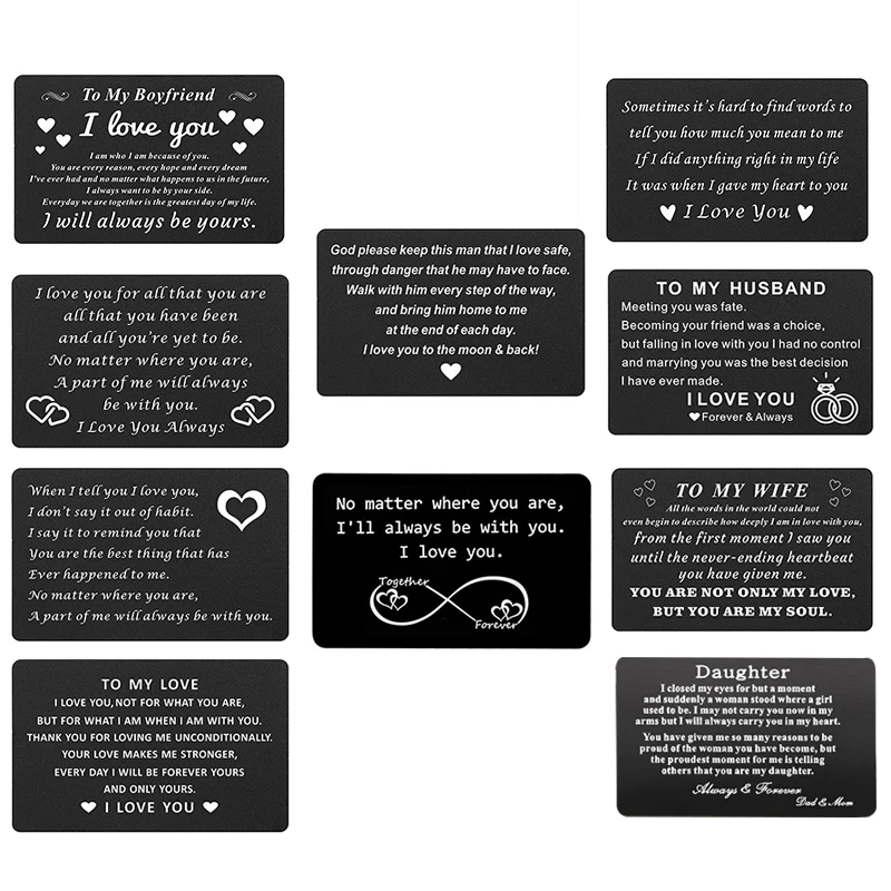 

Кошелек из нержавеющей стали с отделением для карт для мужа, бойфренда, жены, подруги, влюбленных, подарки на день Святого Валентина, годовщину, металлические карты