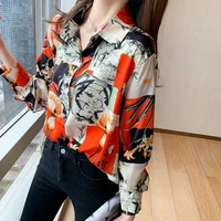printed shirt womens 2022 spring korean fashion loose long sleeved shirt chiffon ladeis top camisas mujer dropshipping shirt