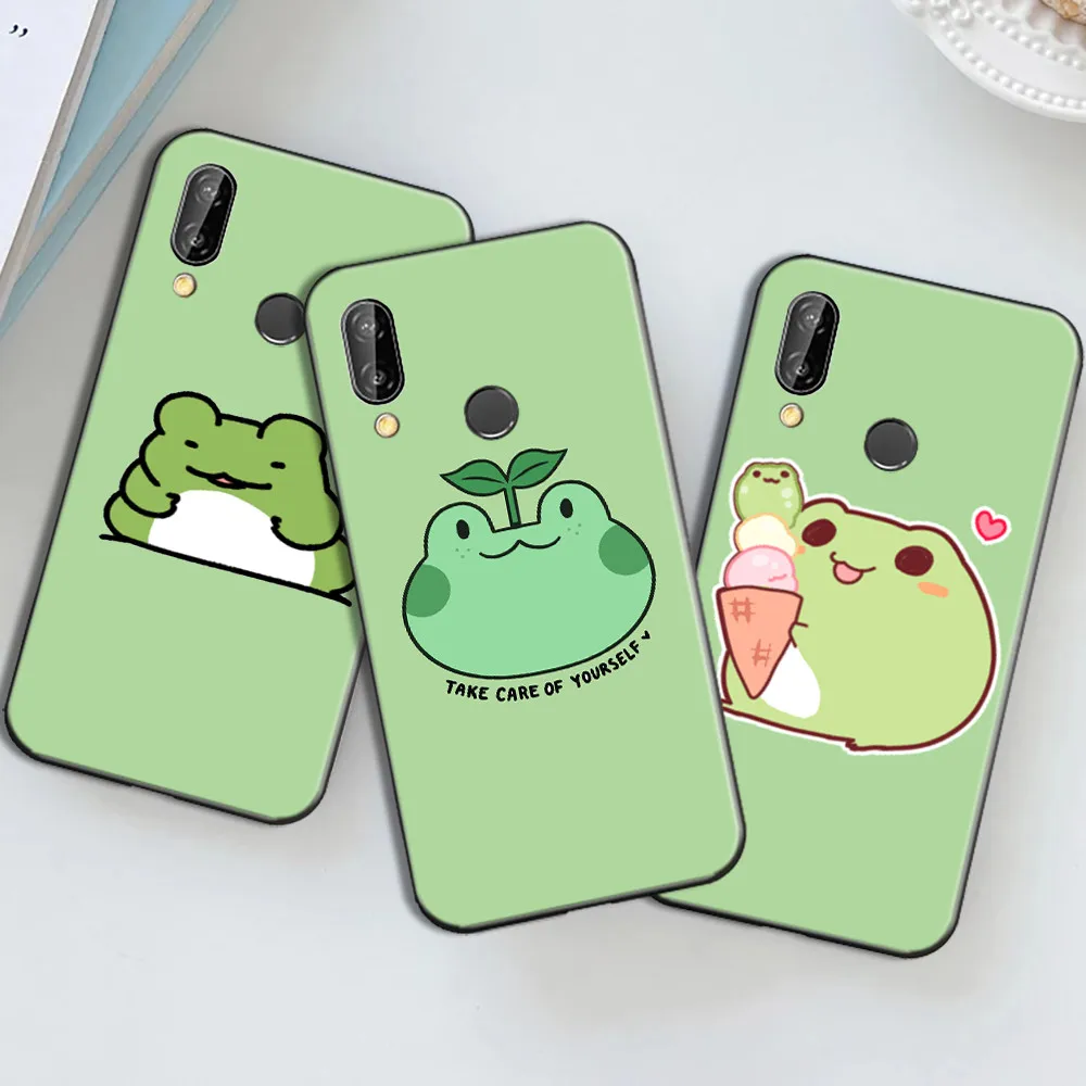 

Animal Frog Phone Case For Huawei P Smart Z 2019 2021 P20 P30 P40 Lite Pro Plus Funda Carcasa Soft TPU Cases Back Cover Cartoon
