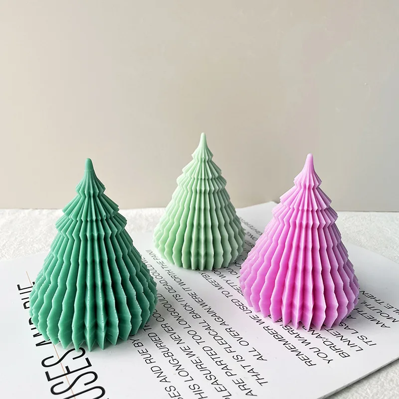 

3D Wax Christmas Tree Candle Silicone Mould Xmas Gift for Friends Dessert Jelly ice cream Molds
