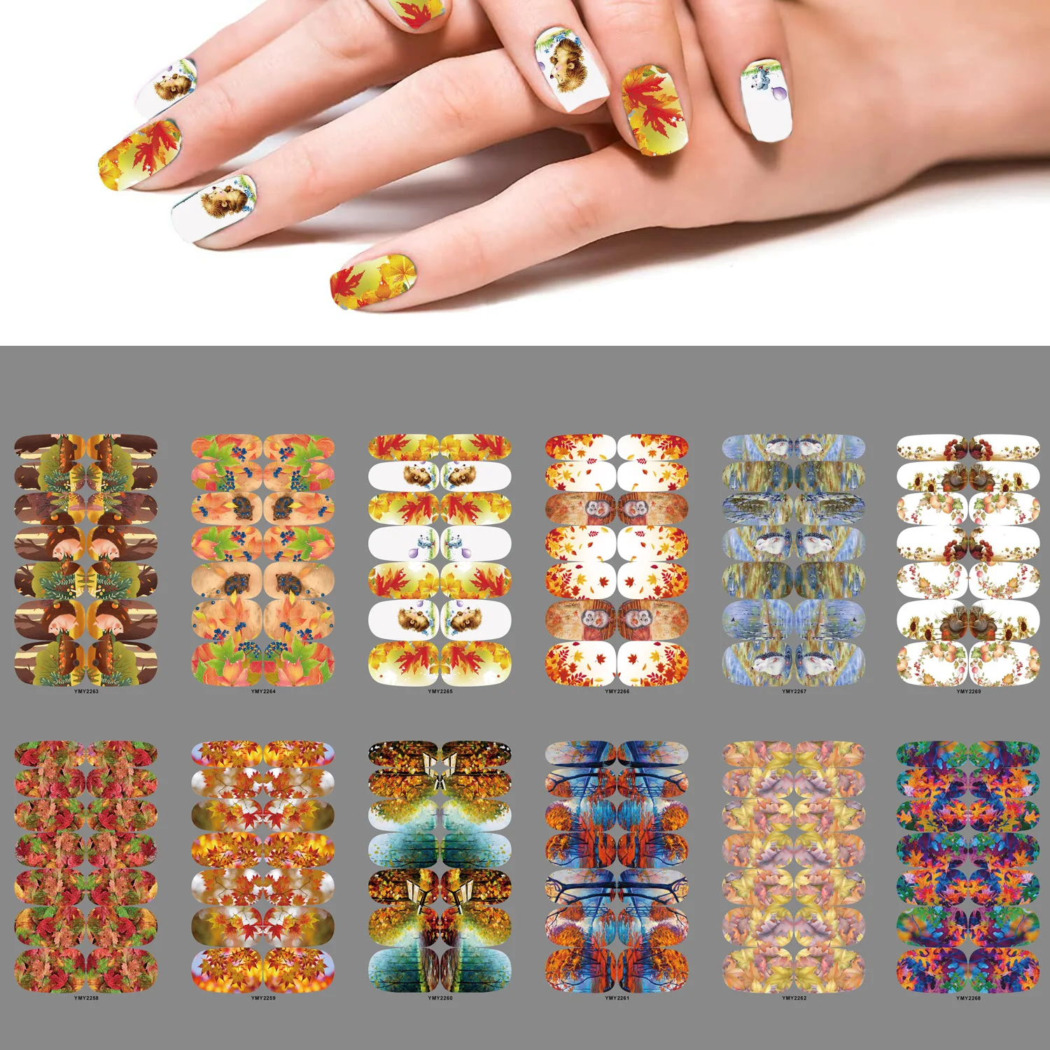 Полное покрытие наклейки для ногтей лесное украшение дизайнерские