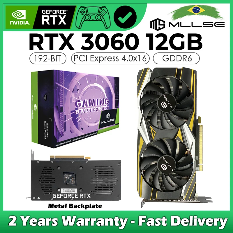 

Видеокарта MLLSE NVIDIA GeForce RTX 3060, 12 Гб, GDDR6, 192 бит, PCIe 4,0x16 GA106, 8 нм