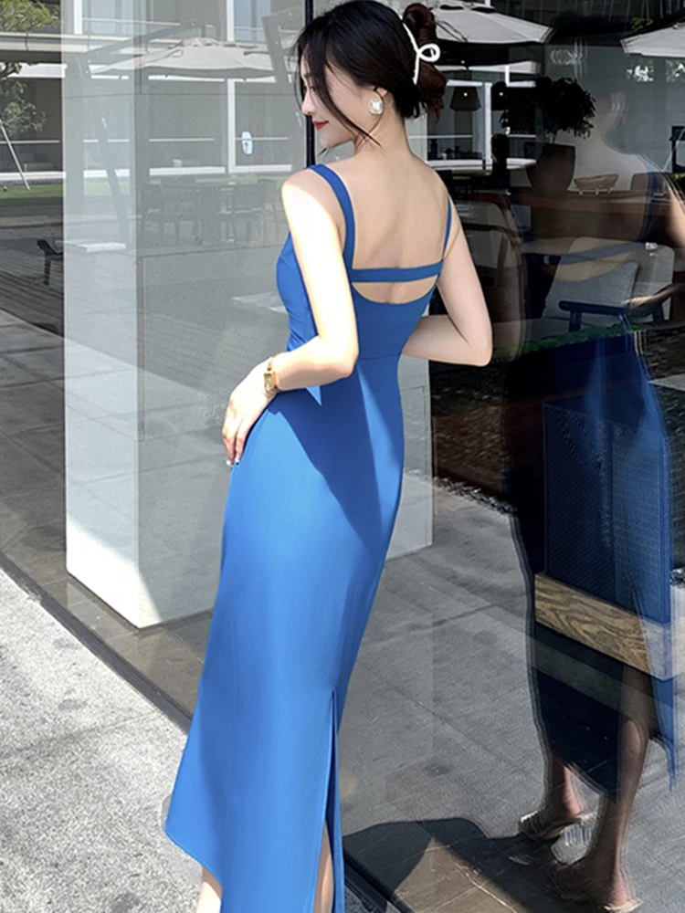 

Женское летнее облегающее платья, на бретелях, с открытой спиной, слитное, для пляжа, вечеринки