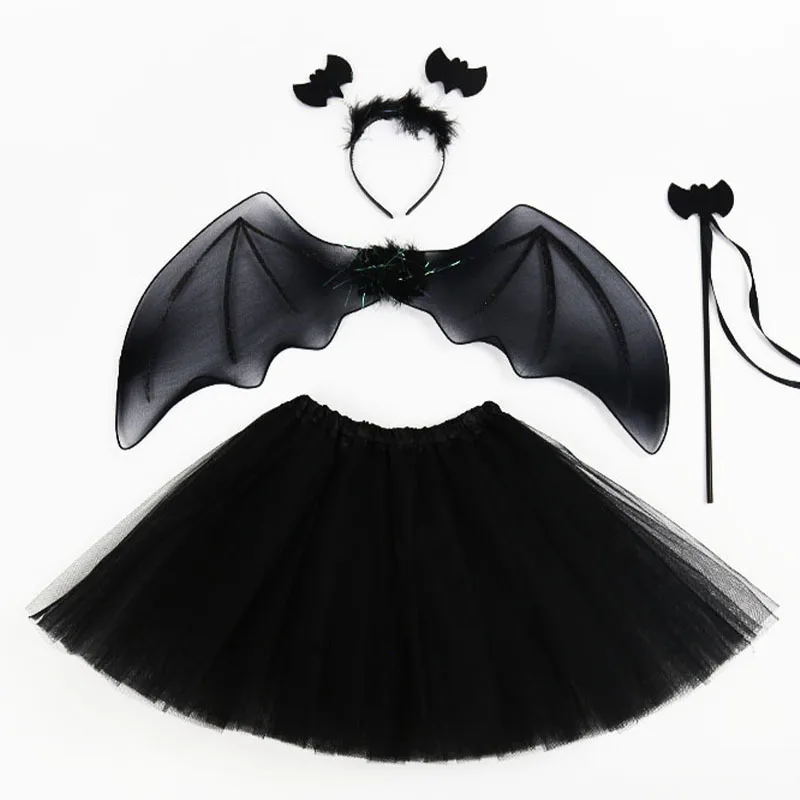 

Cosplay Fairy Princess Costumes Cute Bat Wing Hairhoop Tutu Dress for Girl Birthday Christmas Dress Up Party Stage Performance