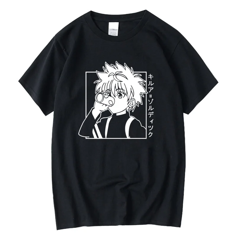 

Men Women Casual High Quality 100% Cotton T-shirt Tops Kawaii Hunter X Hunter Tshirt Killua Zoldyck T-shirt Anime Short Sleeve