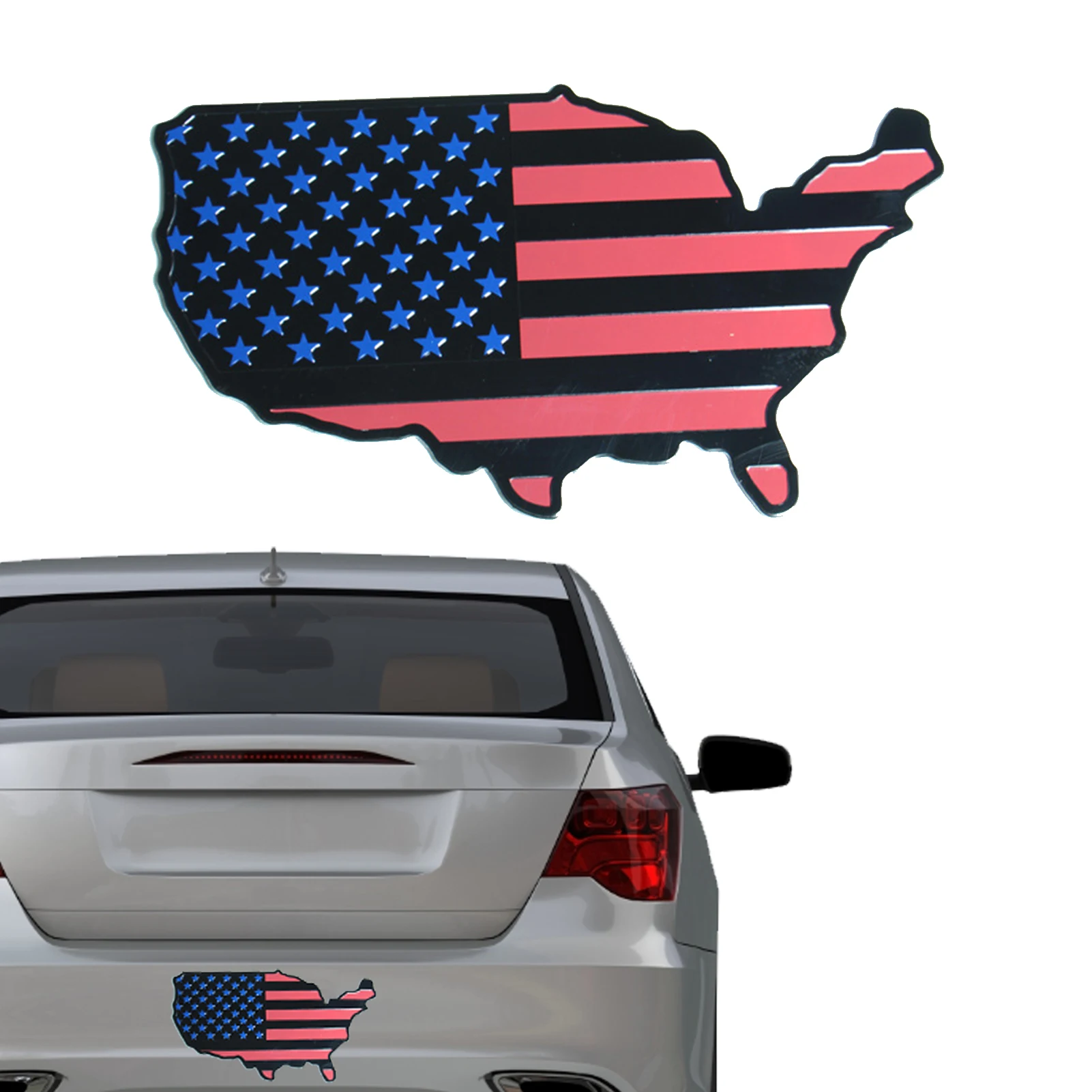 

American Flag Map Emblem Sticker Decals Aluminum Alloy Auto Patriotic Badge Map Of America Badges Stick On Universal Fit For Car