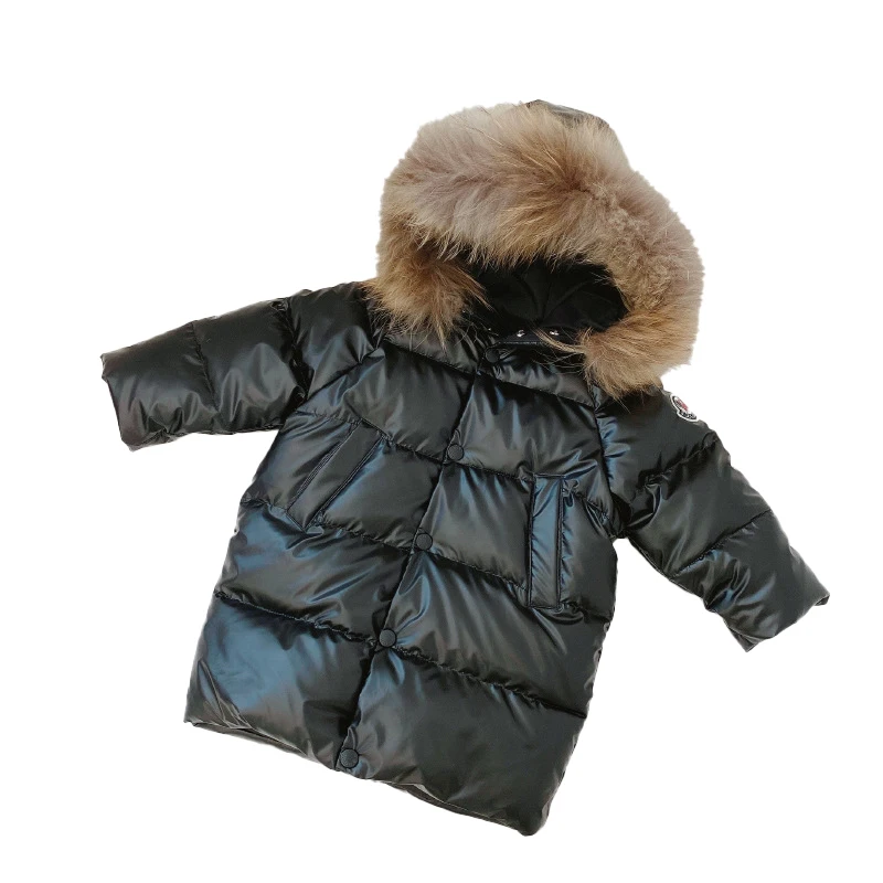 

DAFENP Down Jacket Autumn And Winter Keep Warm Fashion Long Style Parka For Boys Waterproof Shiny Outerwear