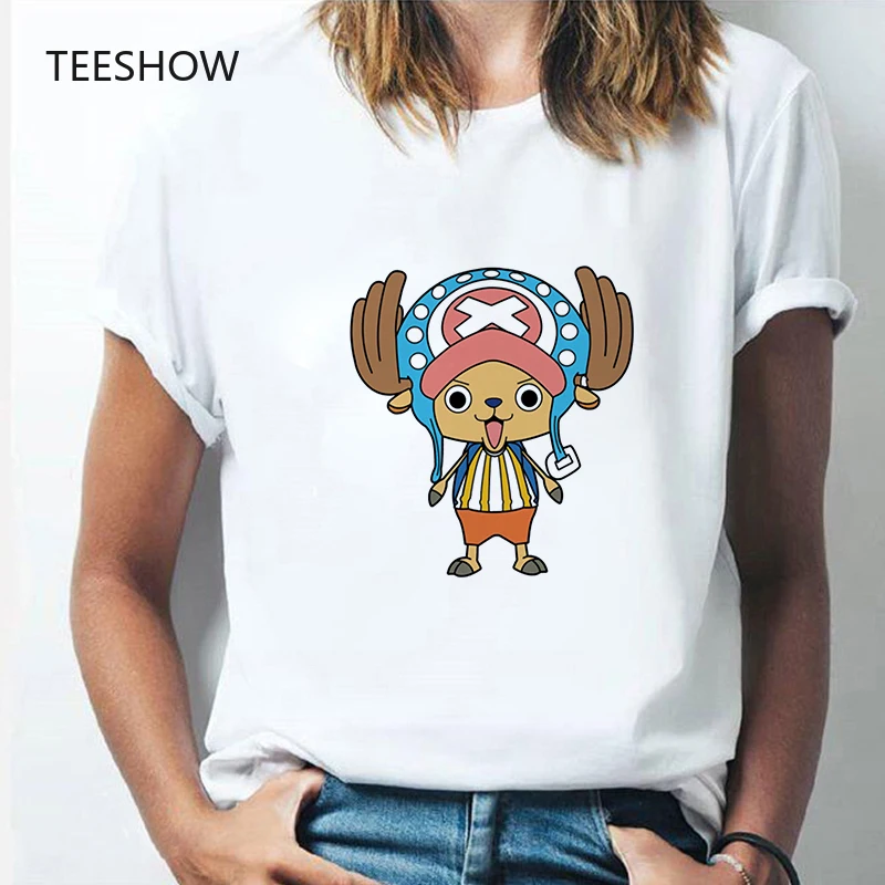 

Cute One Piece Cartoon T Shirt Print Japanese Anime T-shirts Harajuku Summer Short Sleeve Graphic Tees Women Kawaii Clothing