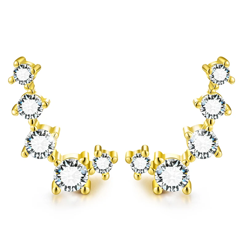 

Stylever Real 925 Sterling Silver 18K Gold Zircon Minimalism Geometric Stud Earrings for Women and Girls