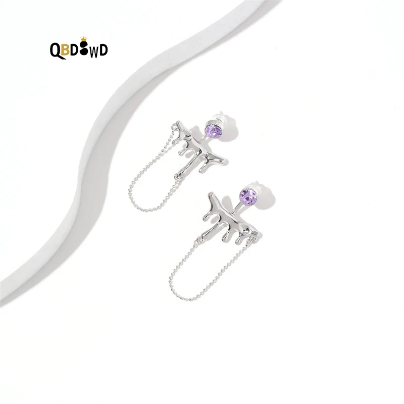 

QBDSWD New Arrival Women Zircon Chain Irregular Drop Earrings Temperament Female Crystal Dangle Earrings Fashion Jewelry