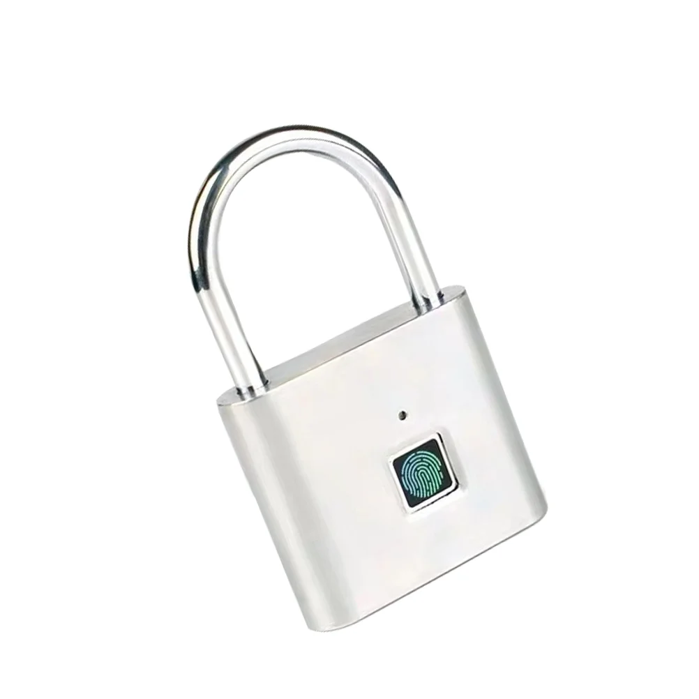 

Professional Fingerprint Padlock Keyless Miniature Waterproof Lock for House Door Suitcase Backpack Bike Office(Silver)