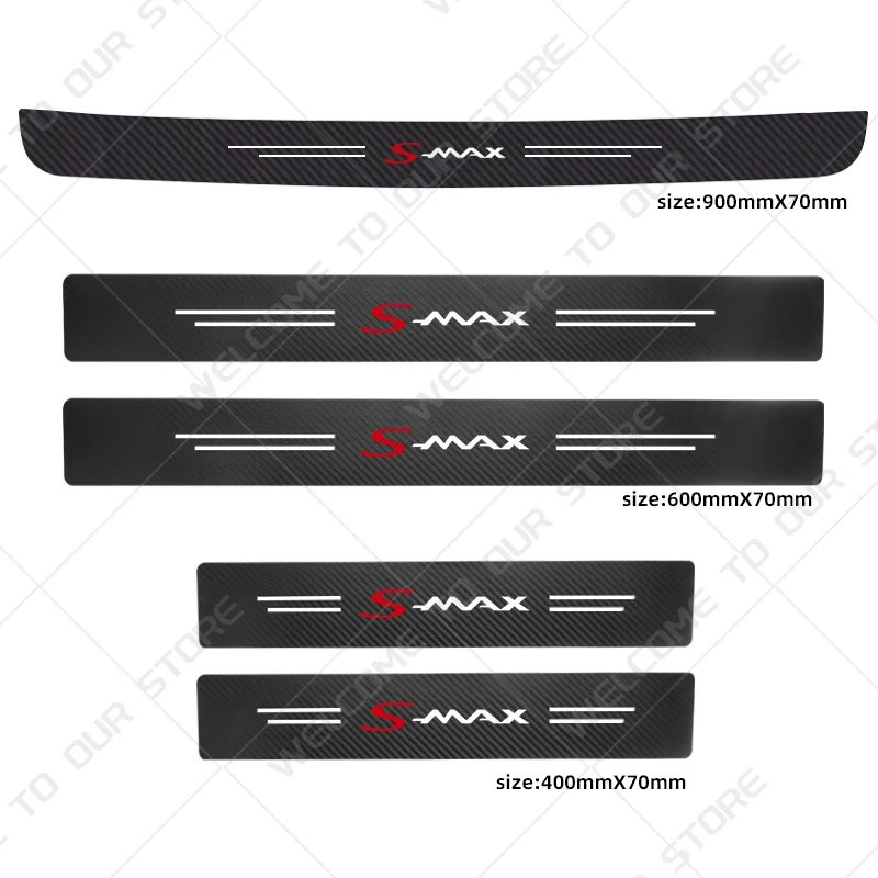 

5 шт./компл. для Ford S-MAX C-MAX MK3 MK2 MK4 ST Focus KUGA ST логотип эмблема из углеродного волокна наклейка на порог автомобиля аксессуары