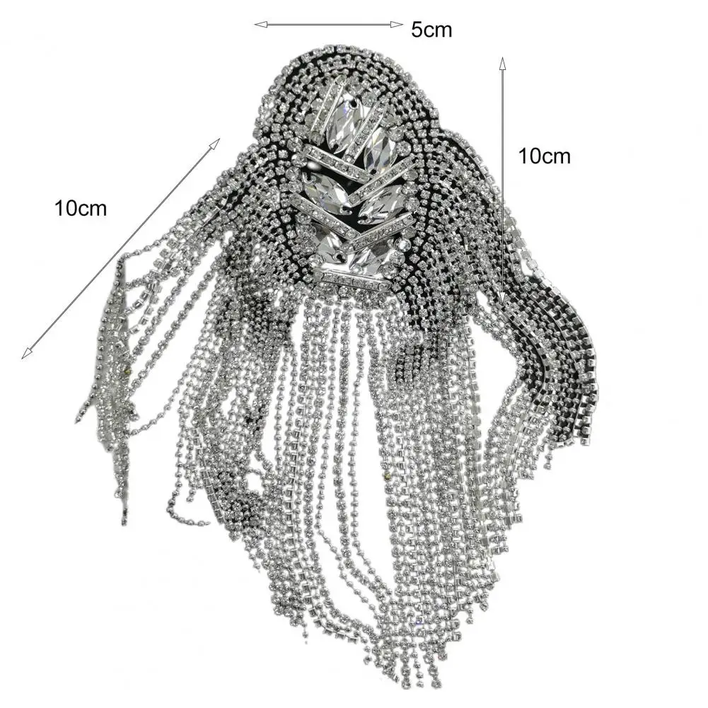 

Rhinestones Shiny Brooch Jewelry Shoulder Tassels Handmade Epaulet Clothes Decor