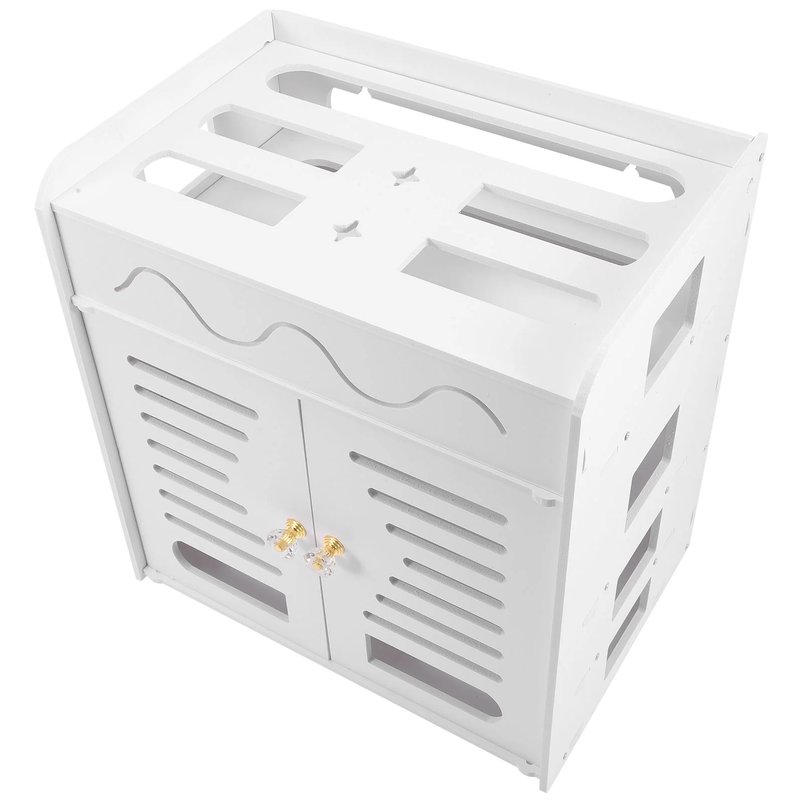 

Practical Reusable Premium Double Door Multi-layer Router Storage Box 4-layer Storage Holder Router Holder for Home
