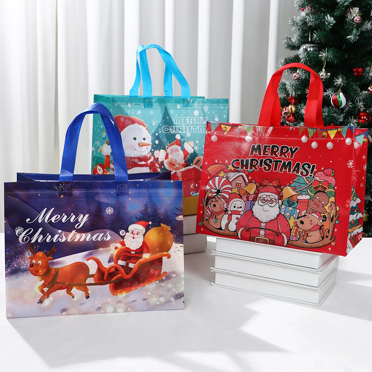 Christmas Gift Bags Non-woven HandBags Merry Decoration 2024 For Home Navidad Natal Xmas Packing New Year 2025