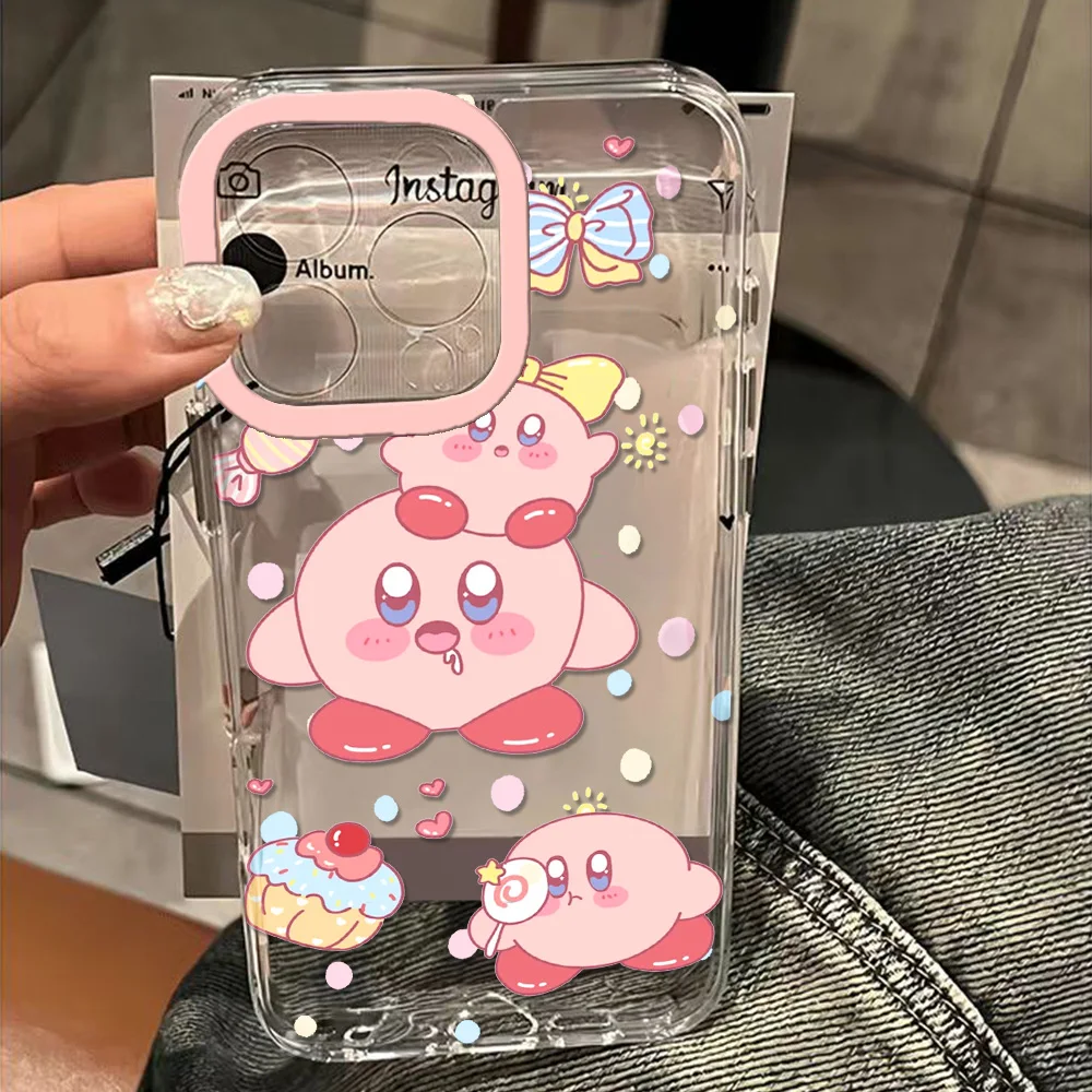 Прозрачный чехол Kirbies для IPhone 11 12 13 14 15 16 Pro Max Mini X Xs XR 7 8 Plus Se2020