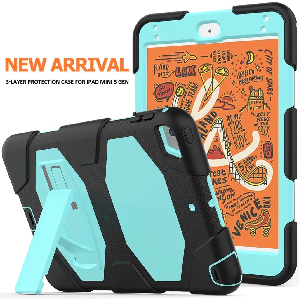 

for ipad mini 4th 5th Generation 7.9 inch Case Shockproof Soft Silicone Cover Heavy Duty Armor Built-in Kickstand Case Capa