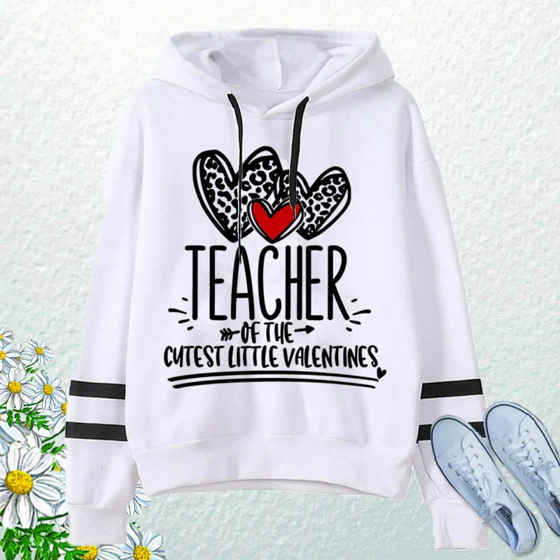 

Heartlove Teacher of The Cutest Little Valentines Sweatshirt Women Leopard Top Long Sleeve Casual Fashion Teachers' Day Clothes