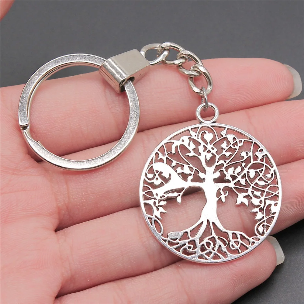 

Souvenirs Gift Men Keychain 2 Colors 40x35mm Tree Of Life Pendant Keyring Dropshipping