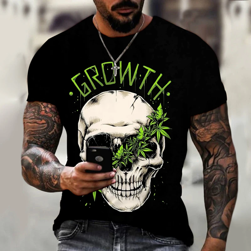 

Skull Head Humor Fun Art 3D Print Men's T-shirts Fashion Skeleton Round Neck Short Sleeve Loose Oversized T Shirt For Men 6XL