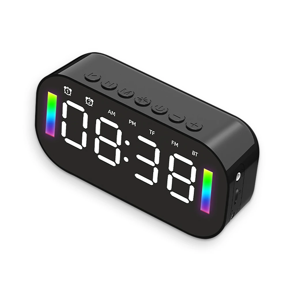 

LED Mirror Screen Alarm Clock Bluetooth-compatible Handsfree Music Radio Player Rechargeable Brightness Adjustable