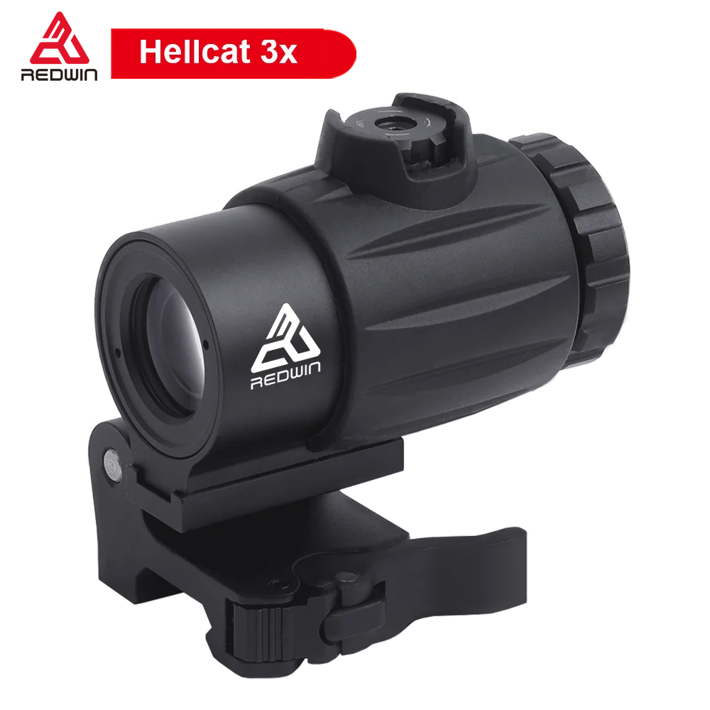 

Red Win Hellcat 3x Rubber Armed Micro Magnifier Sight Utracompact w/ Flip-to-Side Picatinny QD Mount For AR 15 Platform