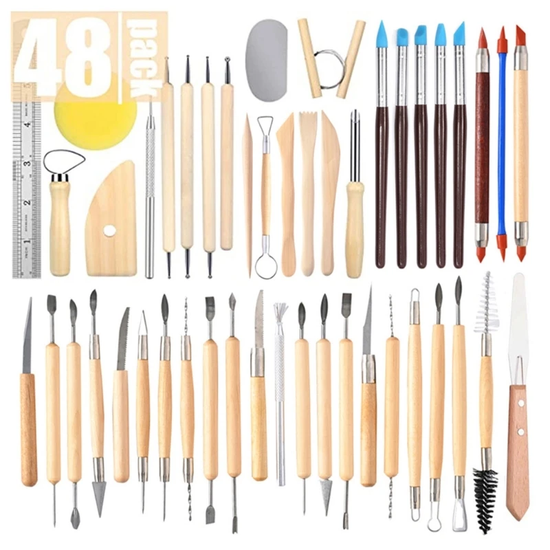 

Pottery Clay Sculpting Tools 48Pcs Ceramic Clay Carving Tool for Craft Lovers Artist Professionals Pottery School Use