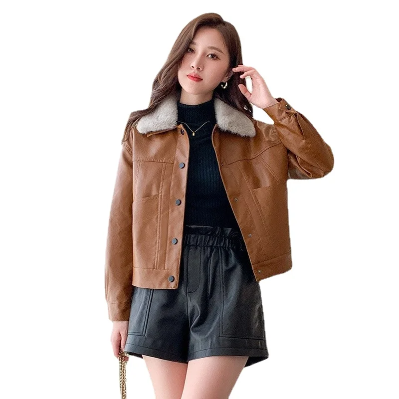 ZXRYXGS зимнее пальто из искусственной кожи с плюшевой подкладкой новинка 2023