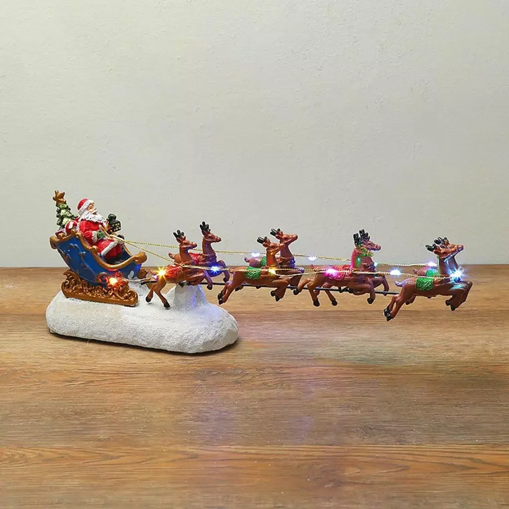 

Christmas Decoration Music Deer Cart Christmas Ornaments Xmas Resin Crafts
