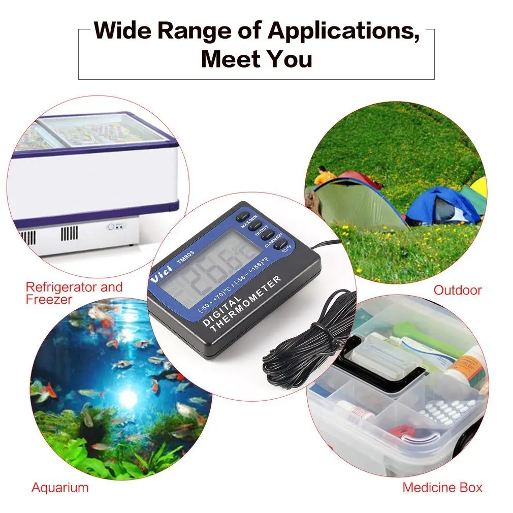 Цифровой термометр для холодильника Vici большой ЖК-дисплей + аксессуары