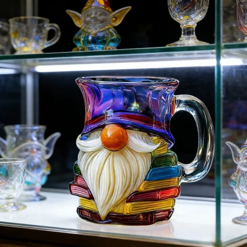 Фото Кружка-книга с росписью в виде гнома, необычная 3D-кружка в виде стопки книг, цветная стеклянная кружка, подарок для любителей книг №4