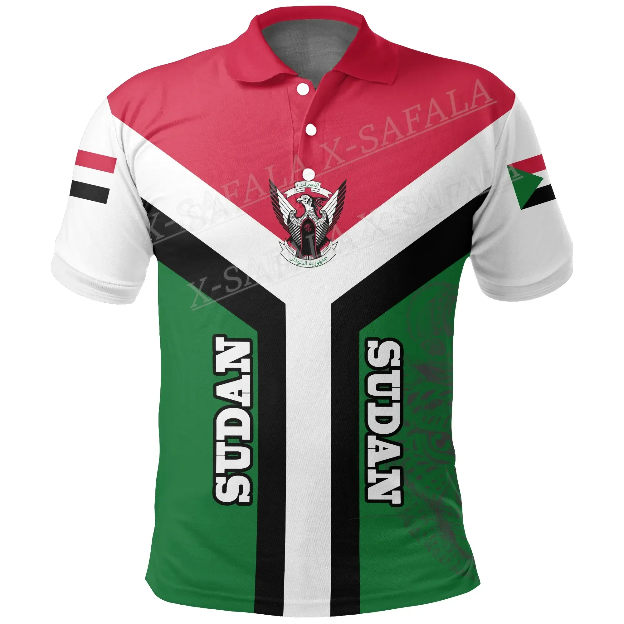 

Sudan Flag Country Emblem National Polo Shirt Customed Name Mens Black And White Basket Personalized Disc Golf Shirts-5