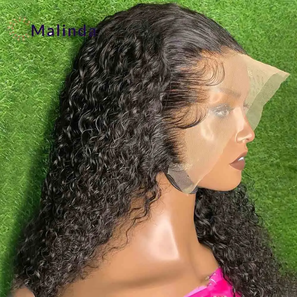 

250% Density 13x6 Kinky Curly HD Transparent Lace Front Wig Natural Wear and Go Glueless Pre Plucked Human Hair Wigs Ready to go