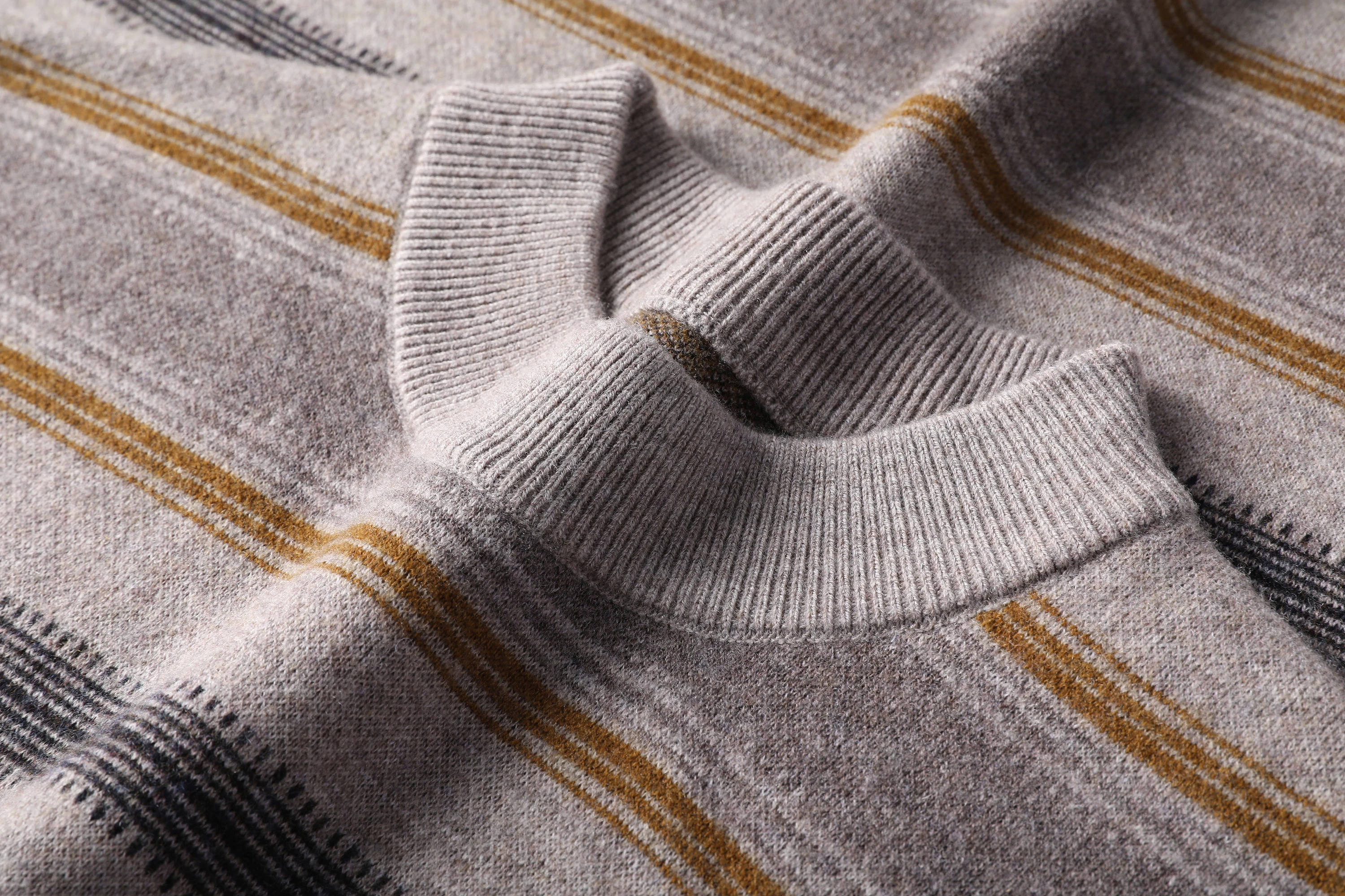 Теплая одежда из 100% овечьей шерсти мужской толстый свитер в широкую полоску