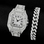 Часы наручные мужские кварцевые с красным циферблатом, роскошные модные, полностью ледяные, стальные, золотистыеСеребристые