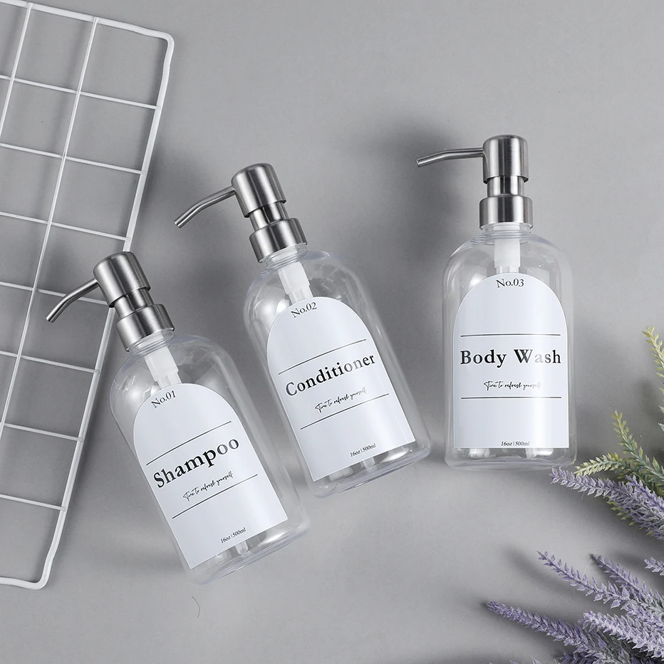 Прозрачный диспенсер для шампуня кондиционера набор мытья тела с насосом из