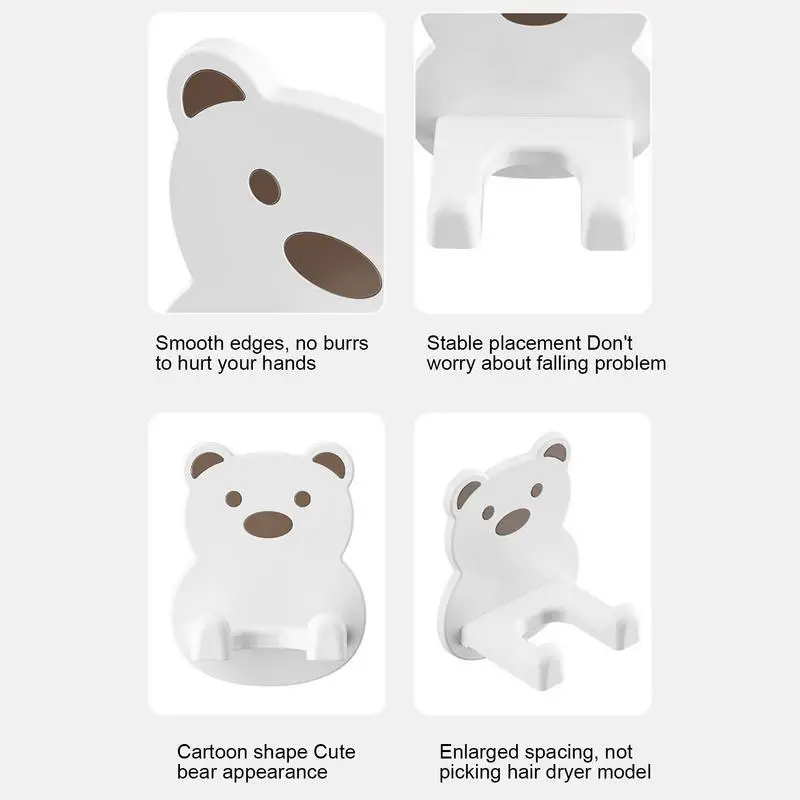 Настенная стойка для фена держатель Hug Bear водонепроницаемый органайзер
