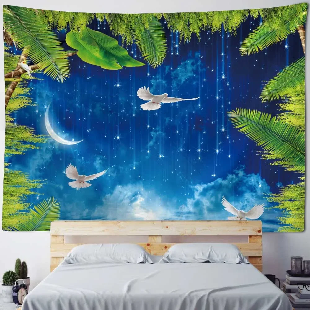 Тропические растения и листья гобелен винтажная живопись домашний декор