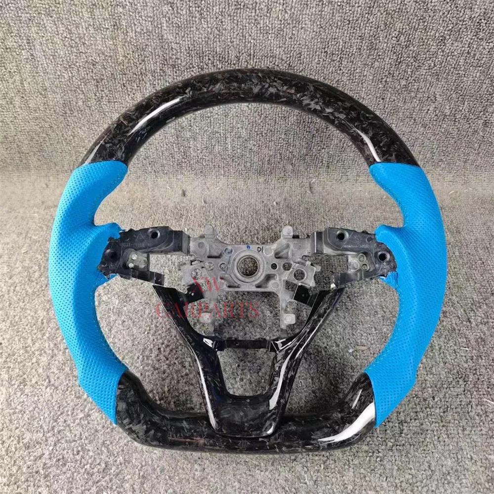 Индивидуальный синий перфорированный кожаный руль из углеродного волокна для