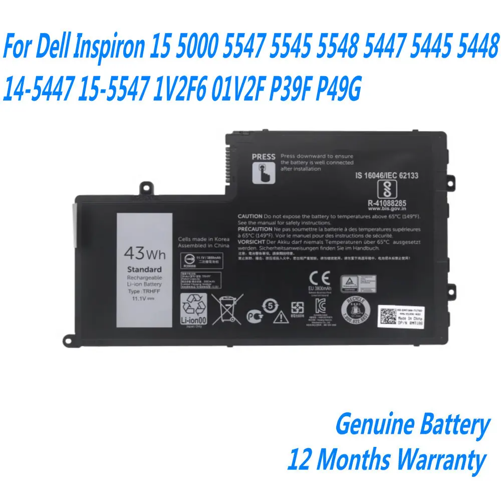 Новый аккумулятор TRHFF для ноутбука Dell Inspiron 15 5000 5547 5545 5548 5447 5445 5448 14-5447 15-5547 1V2F6 01V2F P39F