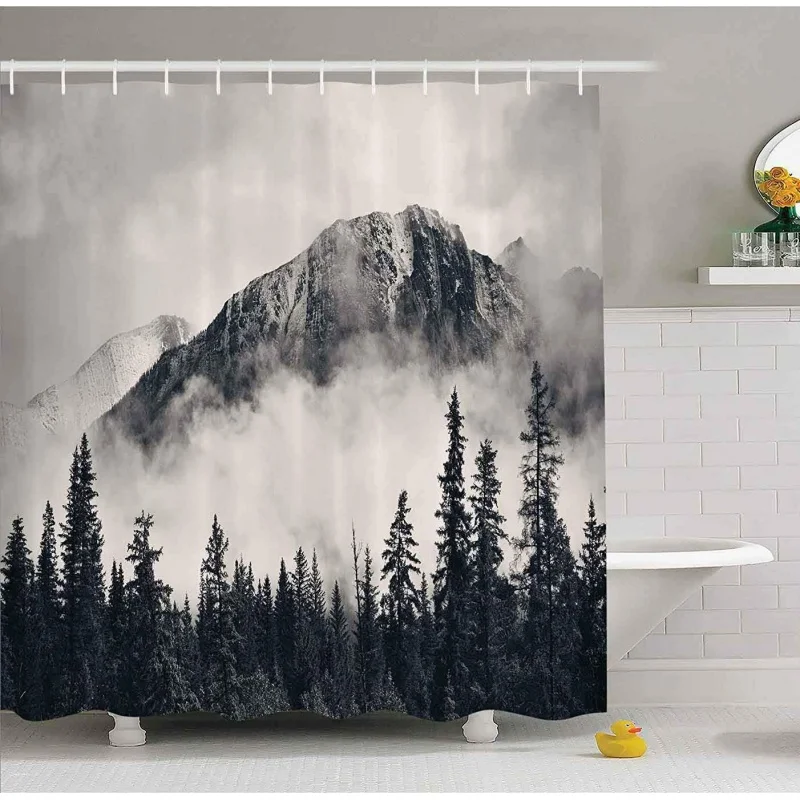 

Canadian Smoky Mountain Shower Curtain Waterproof Polyester Fabric for Bathroom Home Decor with 12 Hooks with Hooks 72x72 inches