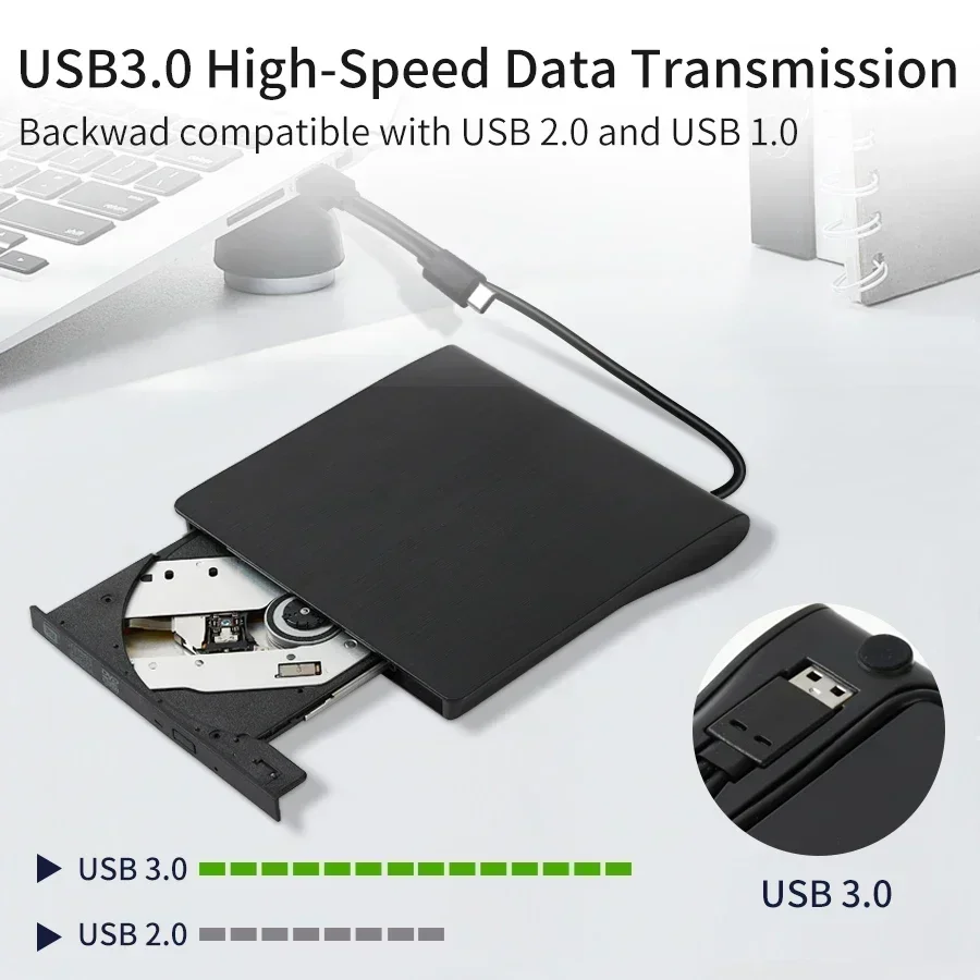 Портативный Тонкий Оптический Привод Usb 3.0 Внешний Dvd Rw Записывающее Устройство